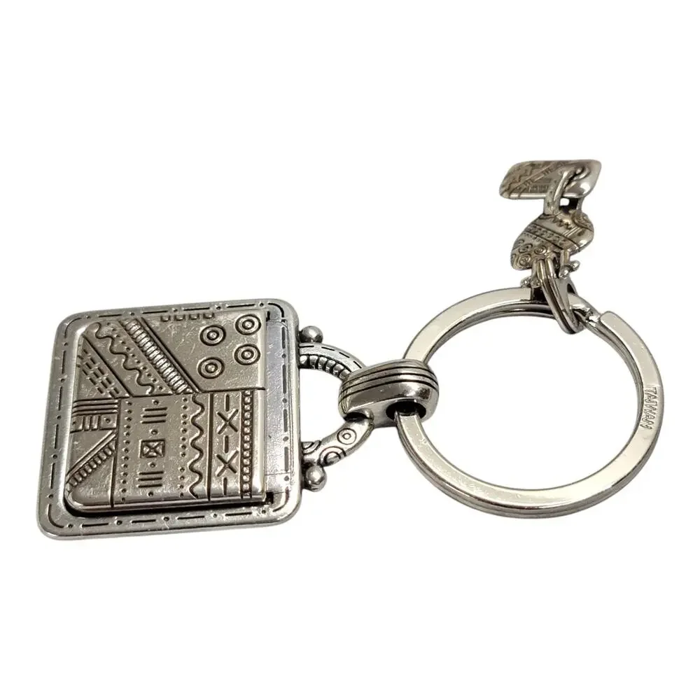 Brighton Silver Tone Square Picture Frame Photo Keychain Key Ring Heart Charm